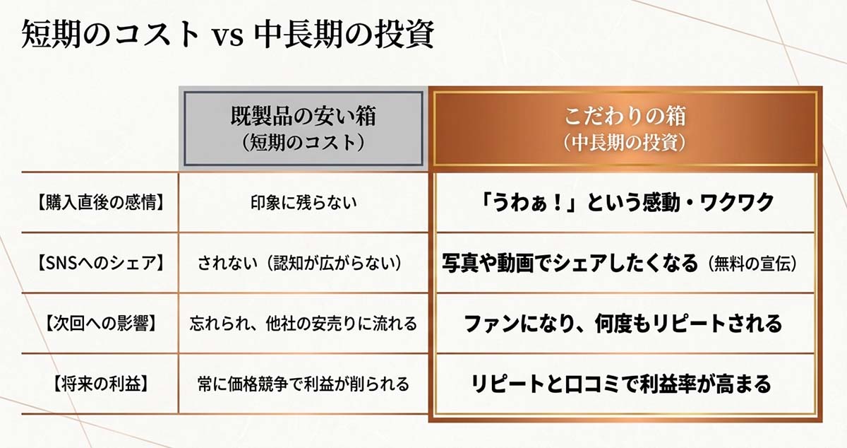 短期コストvs中長期の投資