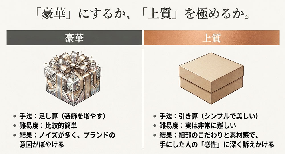 豪華にするか、上質を極めるか